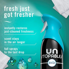 Febreze Air Mist, Air Freshener Spray, Odor Fighting Room Spray, Deodorizer for Home Bathroom Kitchen Office Apartment Dorm Room Classroom, Unstopables Fresh Scent, 8.1oz (Pack of 3)