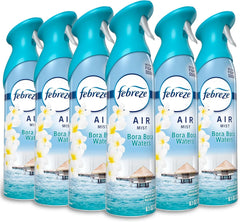 Febreze New & Improved Air Mist Bora Bora Waters, Air Freshener, Home and Kitchen Essentials, Odor Fighting Room Spray (Pack of 6)