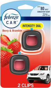 Febreze Car Air Freshener Vent Clip Berry & Bramble Scent, .06 oz. Car Vent Clip, 2 Count