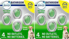 Febreze Multicolor Bathroom Air Freshener,Odor-Fighting,Plug in Alternative,Air Fresheners for Home,Bathroom,Kitchen,and Closet,Heavy Duty Pet Scent,4 Count (Pack of 2)