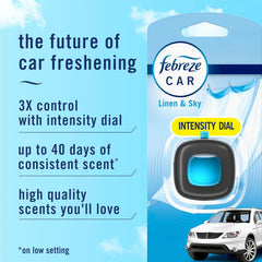 Febreze Car Air Freshener, Odor-Fighting Automotive Vent Clip, Scented Car Accessories, Long Lasting for Strong Odors, Linen & Sky Scent, 4 Count