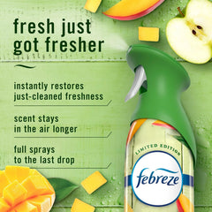 Febreze Air Mist, Air Freshener Spray, Odor Fighting Room Spray, Deodorizer for Home Bathroom Kitchen Office Apartment Dorm Room Classroom, Mango Splash Scent, 8.1oz (Pack of 3)